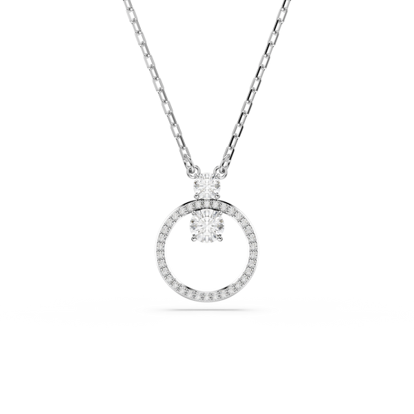 Swarovski Pendente Constella Pavé, Taglio Round, Bianco, Placcato rodio