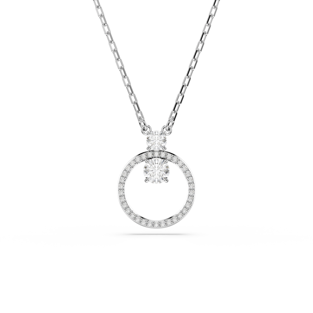 Swarovski Pendente Constella Pavé, Taglio Round, Bianco, Placcato rodio