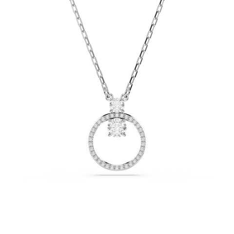 Swarovski Pendente Constella Pavé, Taglio Round, Bianco, Placcato rodio