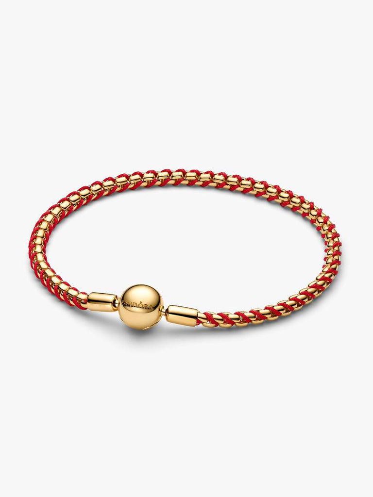 Pandora Bracciale Intreccio Tessuto Rosso