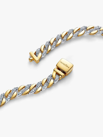Pandora Bracciale Catena Maglia Cubana Bicolore con Pavè
