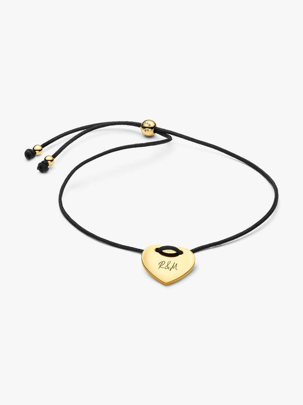 Pandora Bracciale Regolabile Cordino Nero con Cuore da incidere