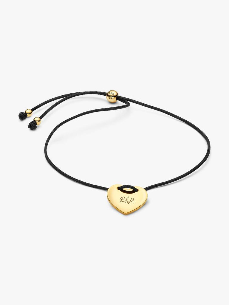 Pandora Bracciale Regolabile Cordino Nero con Cuore da incidere