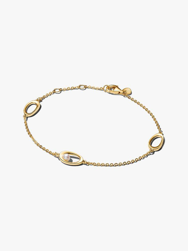 Pandora Bracciale Ovali Linea Sinuosa e Perla D'Acqua Dolce Coltivata