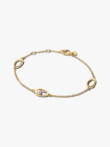 Pandora Bracciale Ovali Linea Sinuosa e Perla D'Acqua Dolce Coltivata