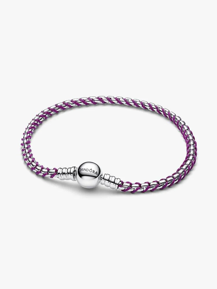 Pandora Bracciale Intreccio Tessuto Viola