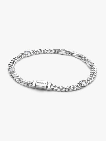 Pandora Bracciale Catena Maglia Cubana con Cuori