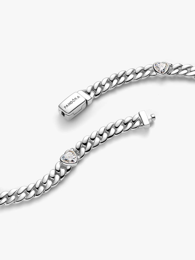 Pandora Bracciale Catena Maglia Cubana con Cuori