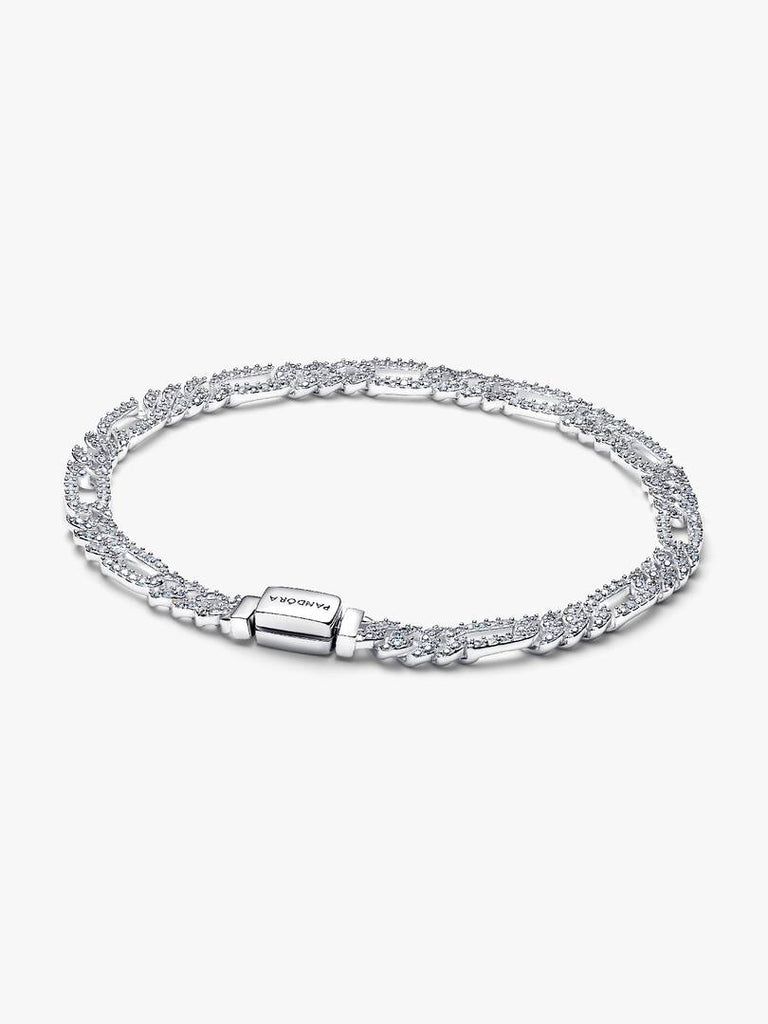 Pandora Bracciale Catena Maglia Cubana Pavè con Ovali