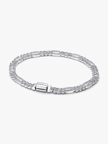 Pandora Bracciale Catena Maglia Cubana Pavè con Ovali