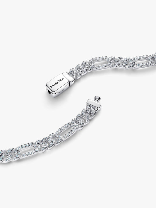Pandora Bracciale Catena Maglia Cubana Pavè con Ovali