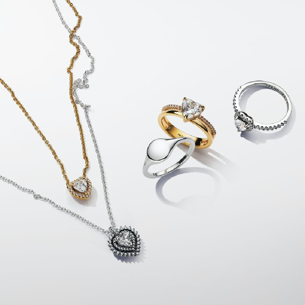Pandora Collana Punto Luce Cuore e Pavé