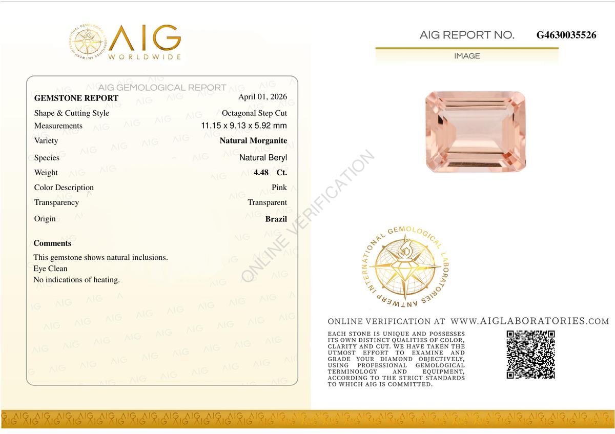 Morganite - Morganite Brasile No heated - 4.48 ct
