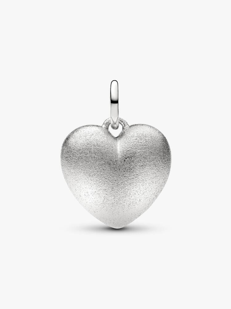 Pandora Charm Pendente Cuore Puffy effetto opaco con finitura in platino