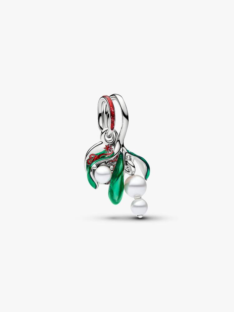 Pandora Charm Pendente Vischio di Natale con finitura in platino