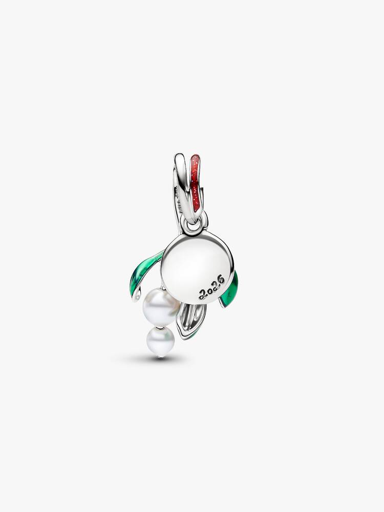 Pandora Charm Pendente Vischio di Natale con finitura in platino