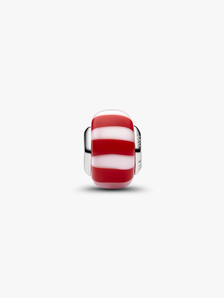 Pandora Charm Mini Vetro di Murano Caramella Rossa con finitura in platino