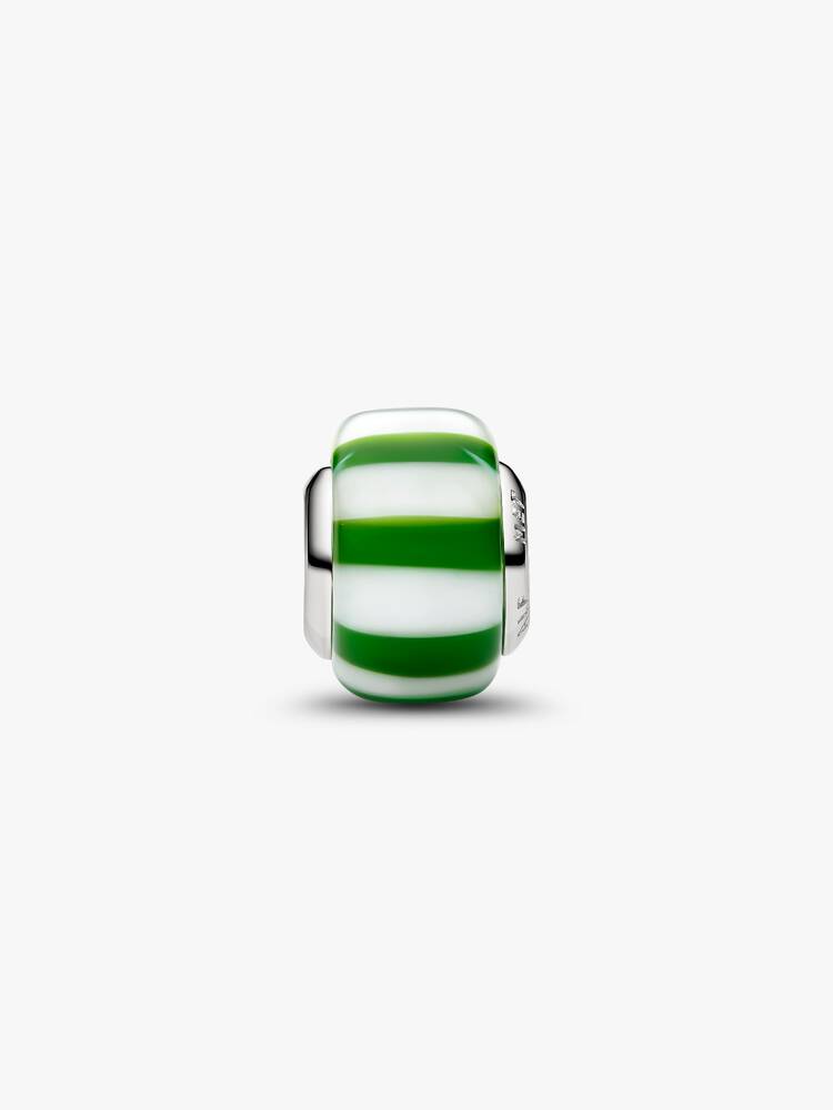 Pandora Charm Mini Vetro di Murano Caramella Verde con finitura in platino