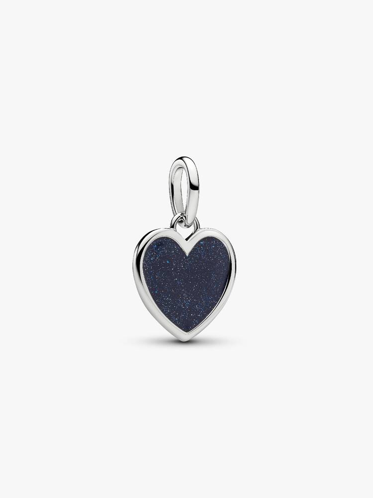 Pandora Charm Pendente Cuore Blu da incidere con finitura in platino