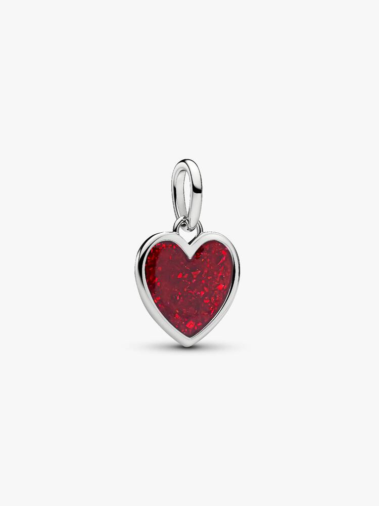 Pandora Charm Pendente Cuore Rosso da incidere con finitura in platino
