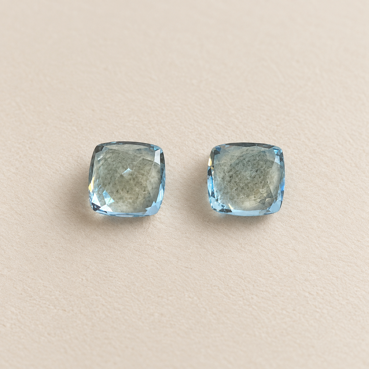 Acquamarina – Coppia taglio cuscino – 3,55 ct