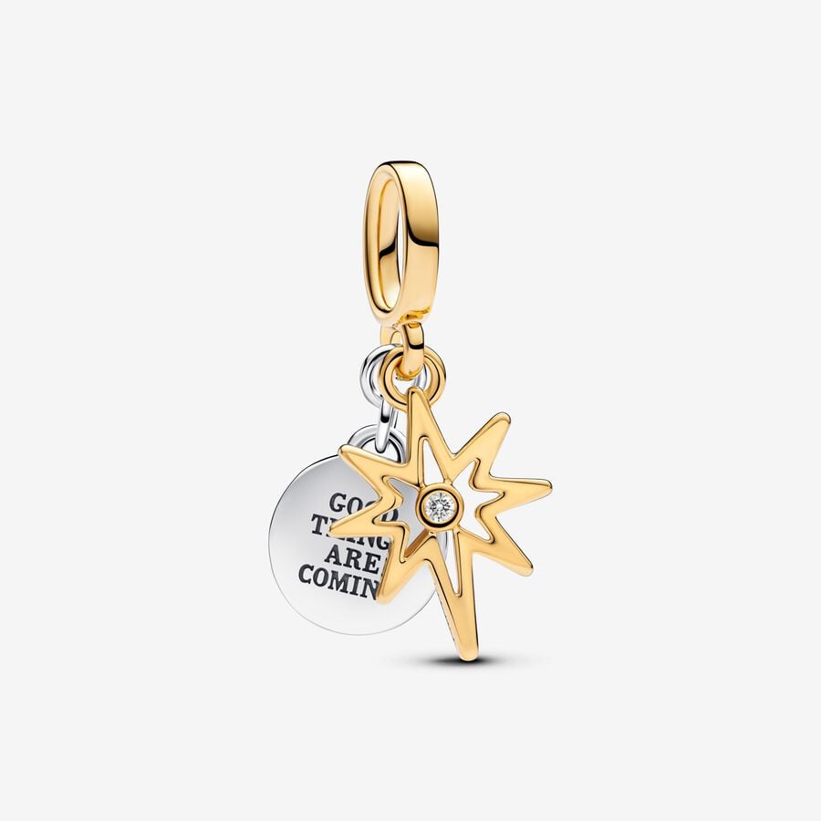Pandora Charm Pendente Stella Polare da incidere con diamante creato in laboratorio