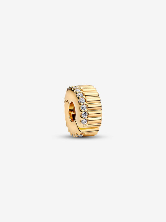 Pandora Clip Rigata con Pietre