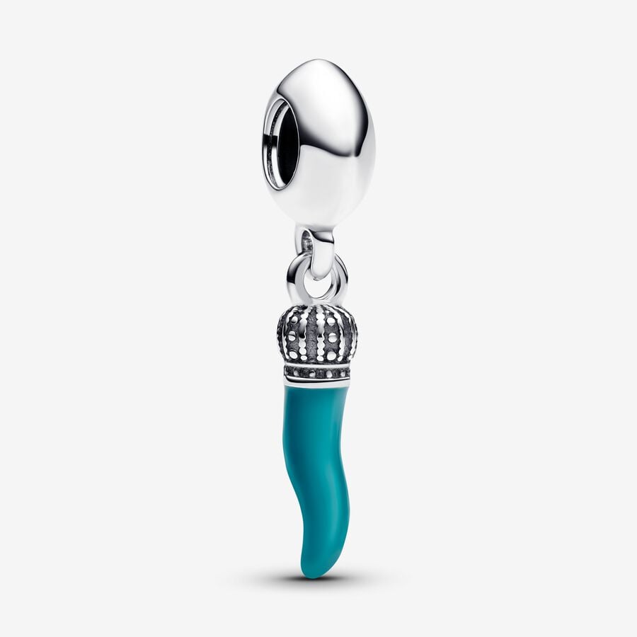 Pandora Charm Pendente Cornino Portafortuna Turchese