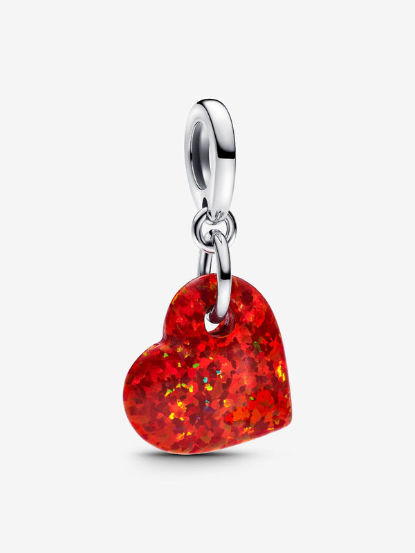 Pandora  Charm Pendente Cuore Opale Rosso