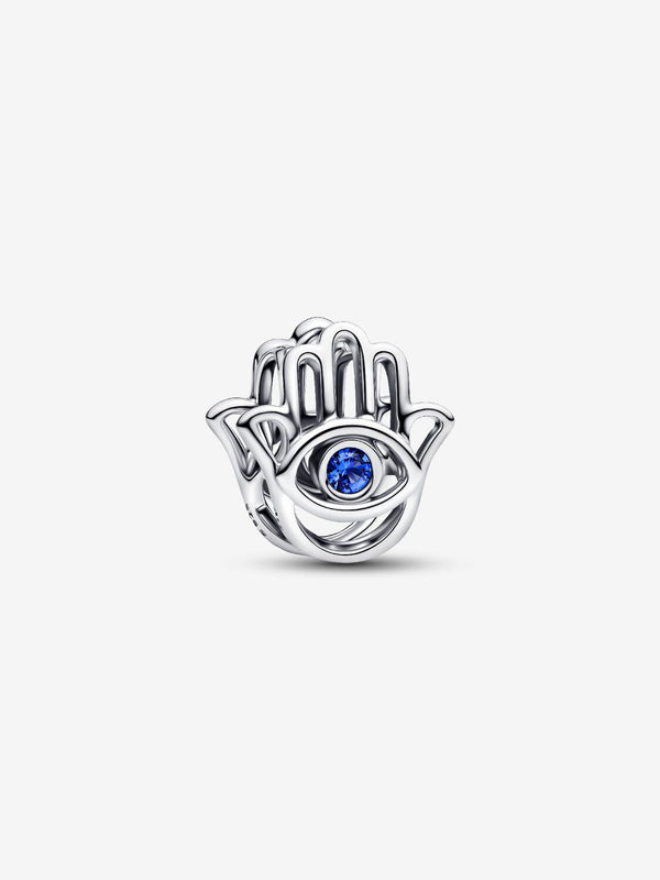 Pandora Charm Openwork Mano di Fatima Pietra Blu