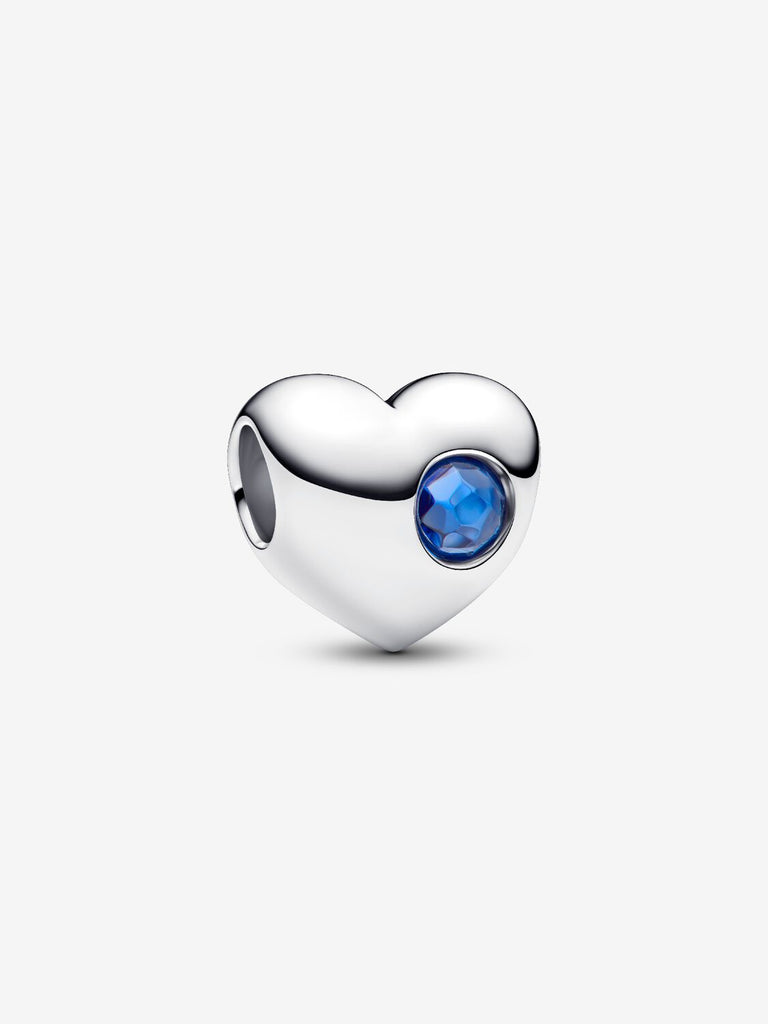 Pandora Charm Cuore con Pietra Blu Settembre da Incidere