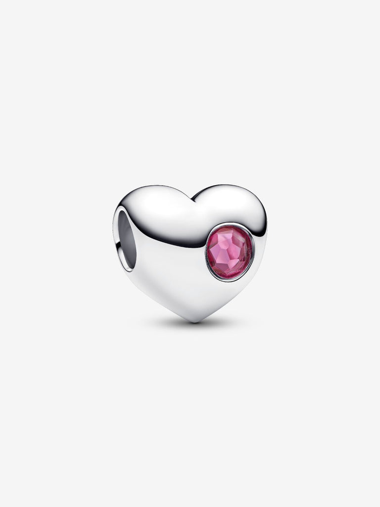 Pandora Charm Cuore con Pietra Rosa Scuro Ottobre da incidere