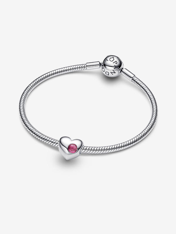 Pandora Charm Cuore con Pietra Rosa Scuro Ottobre