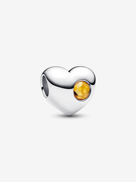 Pandora Charm Cuore con Pietra Miele Novembre