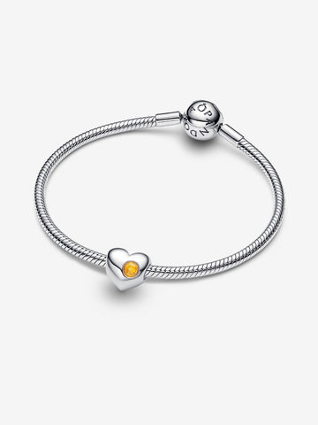 Pandora Charm Cuore con Pietra Miele Novembre da incidere