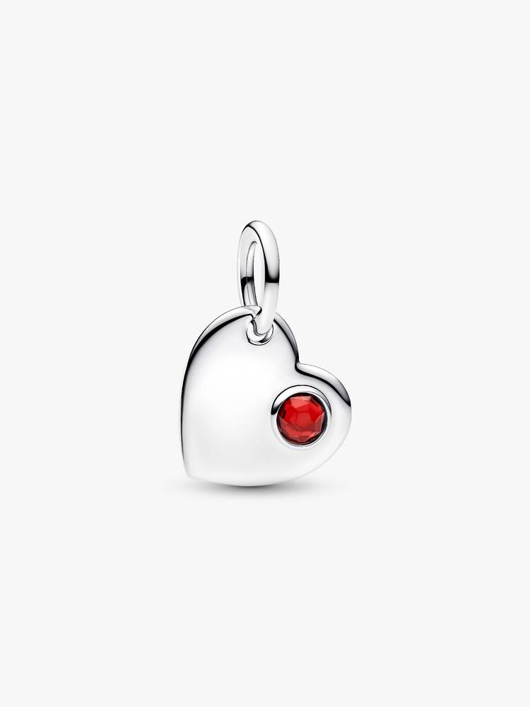 Pandora Charm Pendente Cuore con Pietra Rossa Scuro Gennaio