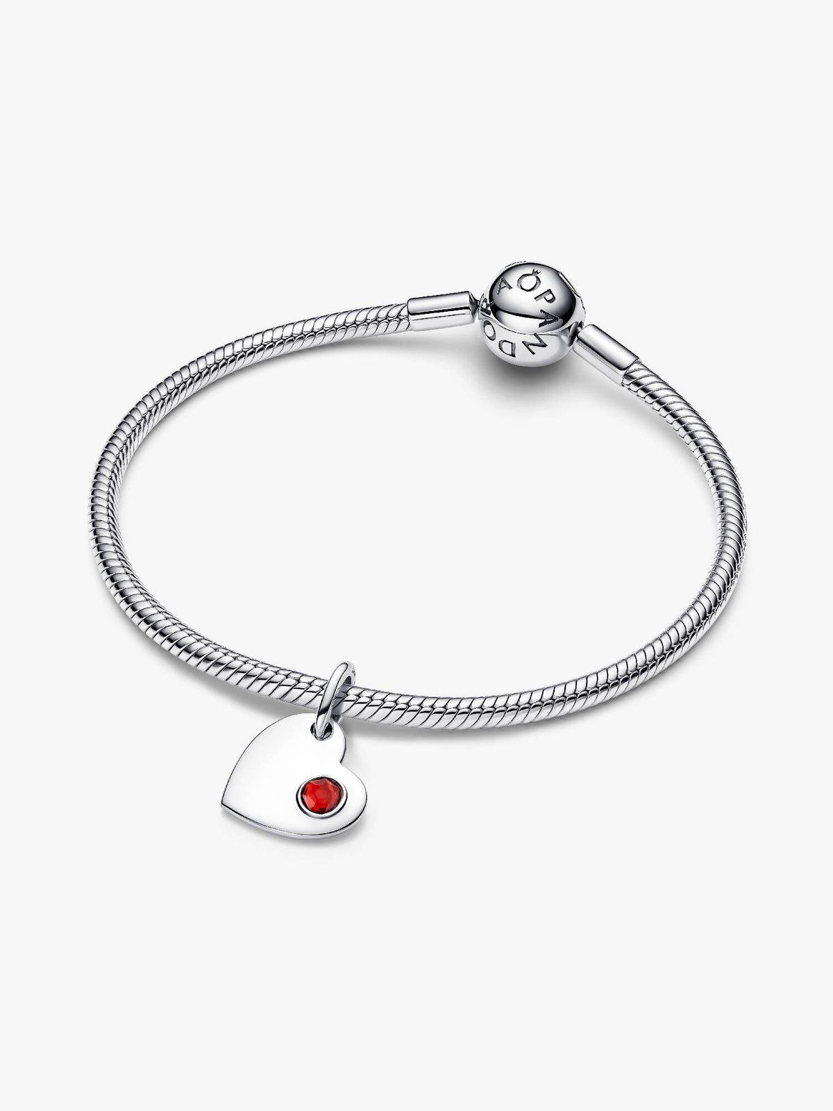 Pandora Charm Pendente Cuore con Pietra Rossa Scuro Gennaio