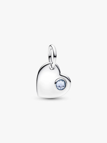 Pandora Charm Pendente Cuore con Pietra Azzura Marzo