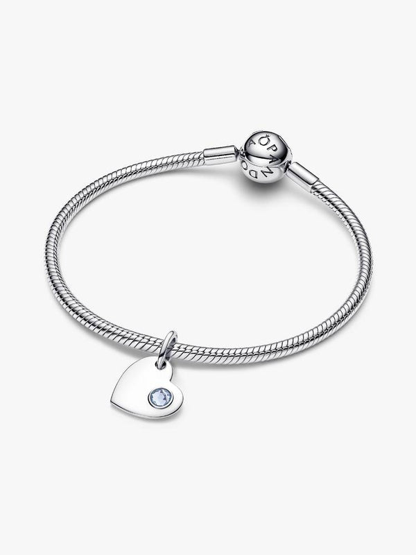 Pandora Charm Pendente Cuore con Pietra Azzura Marzo