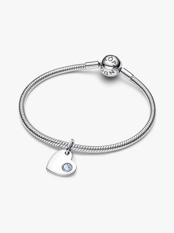 Pandora Charm Pendente Cuore con Pietra Azzura Marzo