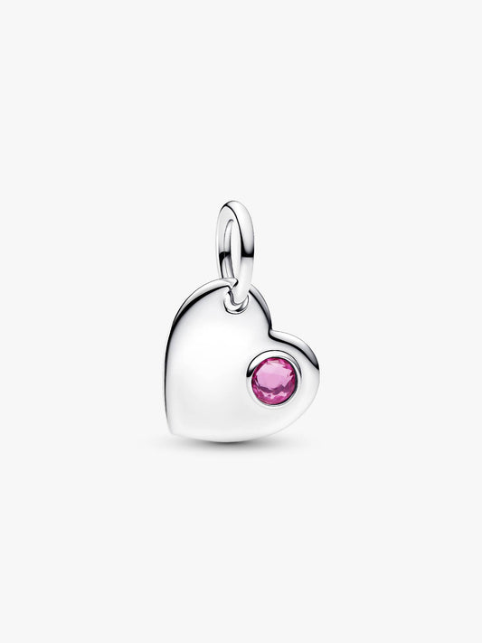 Pandora Charm Pendente Cuore con Pietra Rosa Scuro Ottobre