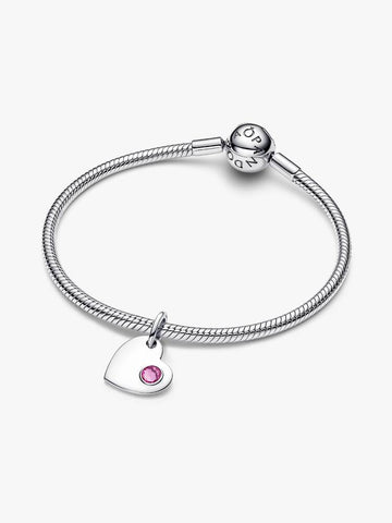 Pandora Charm Pendente Cuore con Pietra Rosa Scuro Ottobre