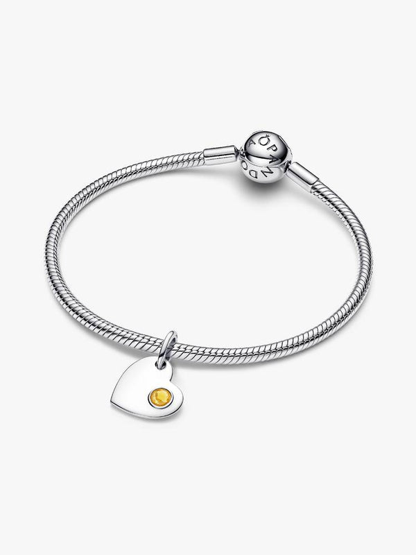 Pandora Charm Pendente Cuore con Pietra Miele Novembre