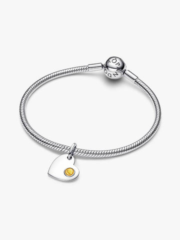 Pandora Charm Pendente Cuore con Pietra Miele Novembre