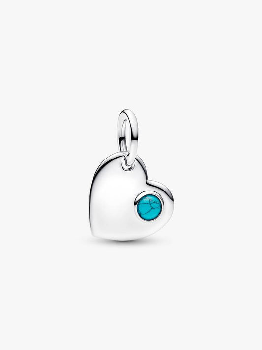 Pandora Charm Pendente Cuore con Pietra Turchese Dicembre