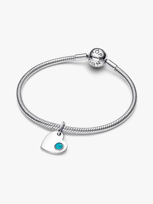 Pandora Charm Pendente Cuore con Pietra Turchese Dicembre