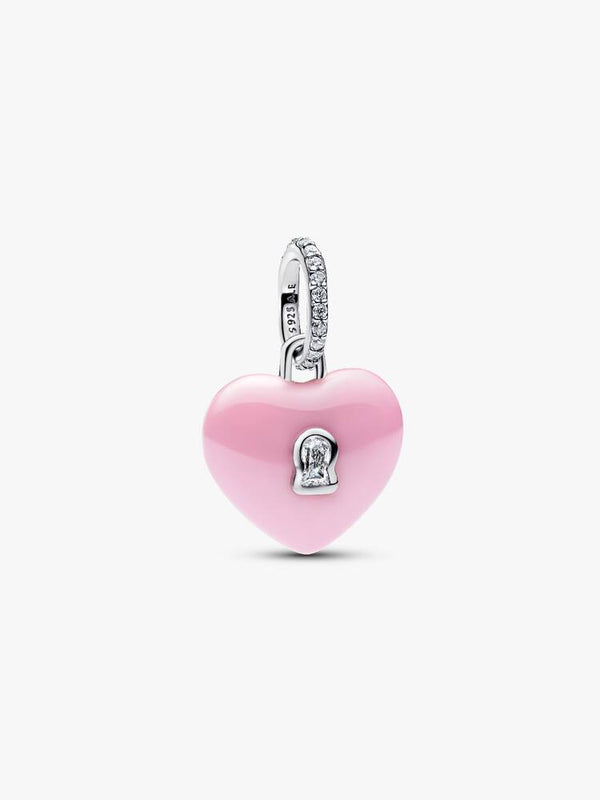 Pandora Charm Pendente Lucchetto Cuore Rosa "Yours" in ceramica