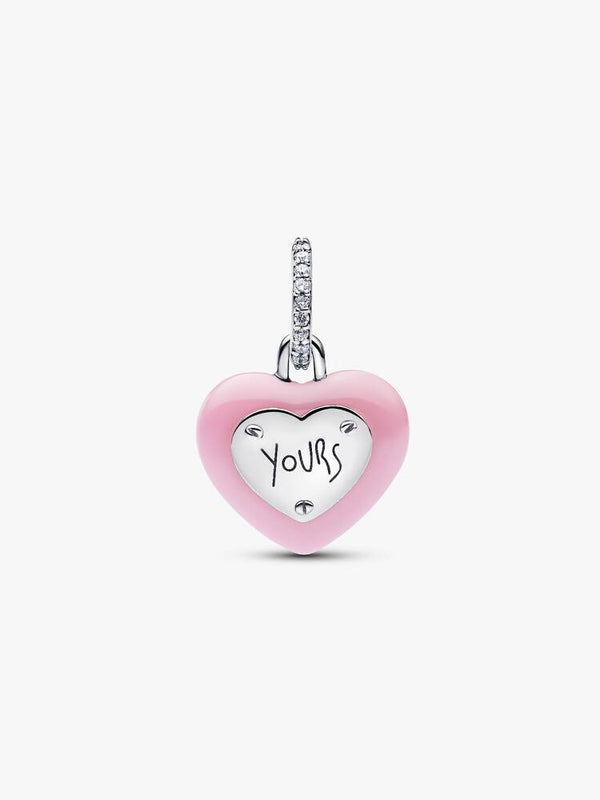 Pandora Charm Pendente Lucchetto Cuore Rosa "Yours" in ceramica