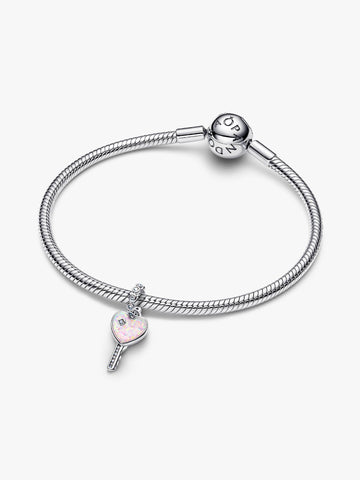 Pandora Charm Pendente Chiave a Cuore Opale Rosa
