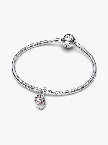 Pandora Charm Pendente Cuori Intrecciati con Cristalli Rossi